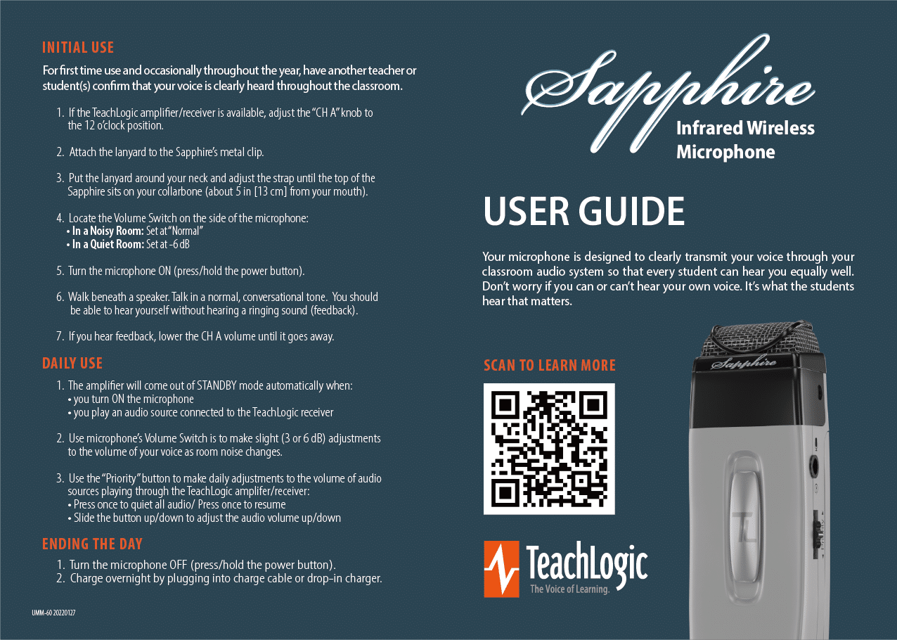 sapphire teacher microphone guide